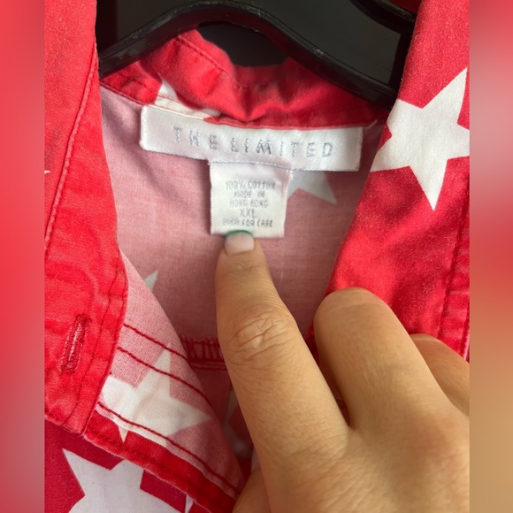 Vintage 90s Star Print Sleeveless Button Down Shirt - Picture 4 of 6